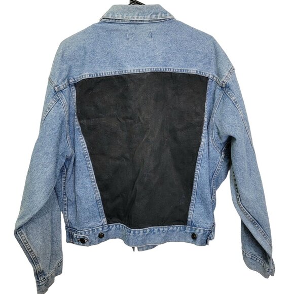 Vintage Jackets & Blazers - Vintage 90s Denim Jacket Women Medium Wash Dakota Blue Jean Black Coat 10 8 Fall